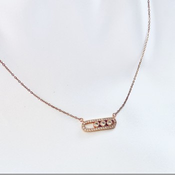 Collier 3 strass Rose gold