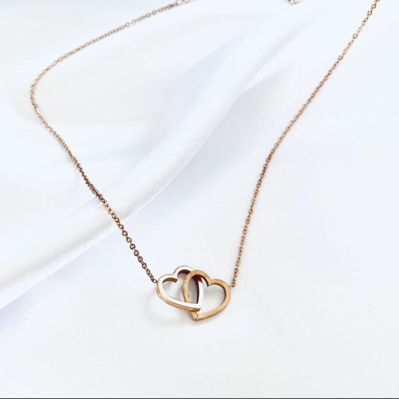 Collier Double coeur Rose gold