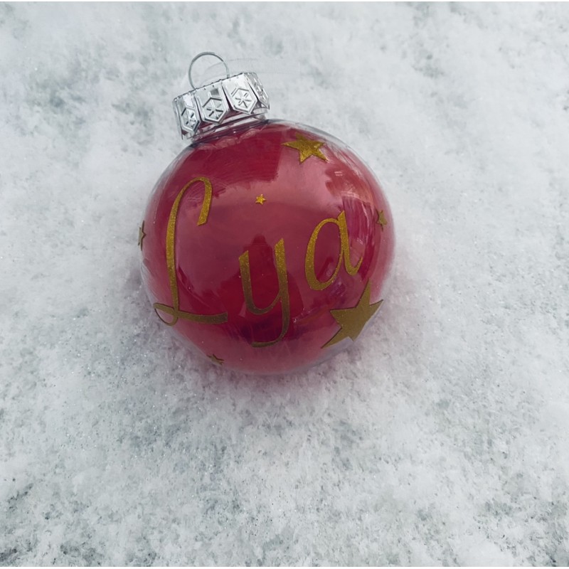 La boule de Noël plume Rouge personnalisée