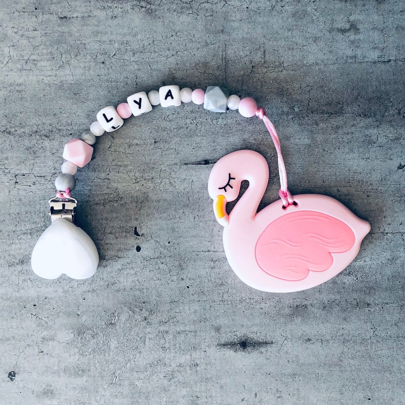 Attache dentition personnalisée Flamant rose Attache dentition personnalisée Flamant rose