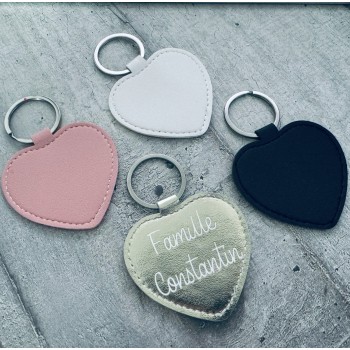 porte clés coeur  cuir simili personnalisé